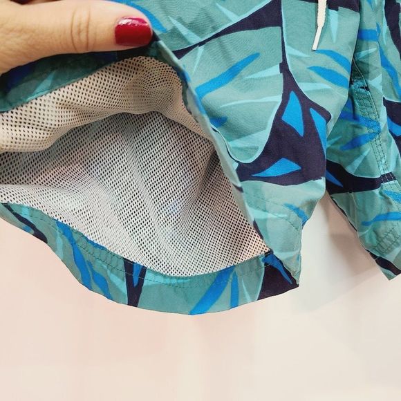 J Crew Swim Shorts Mens 29 Board Short Palm Blue Green Leaf - Picture 2 of 9